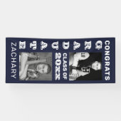 Classic Bold Photo Navy Blauw Afstuderen Spandoek (Horizontaal)