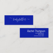 Classic Bold Zaffre|Navy Blue Nanny Babyzittend Mini Visitekaartje (Voorkant / Achterkant)