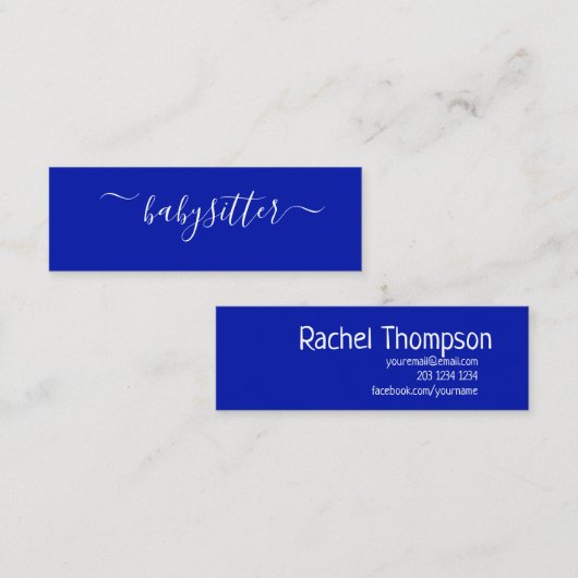 Classic Bold Zaffre|Navy Blue Nanny Babyzittend Mini Visitekaartje (Voorkant / Achterkant)
