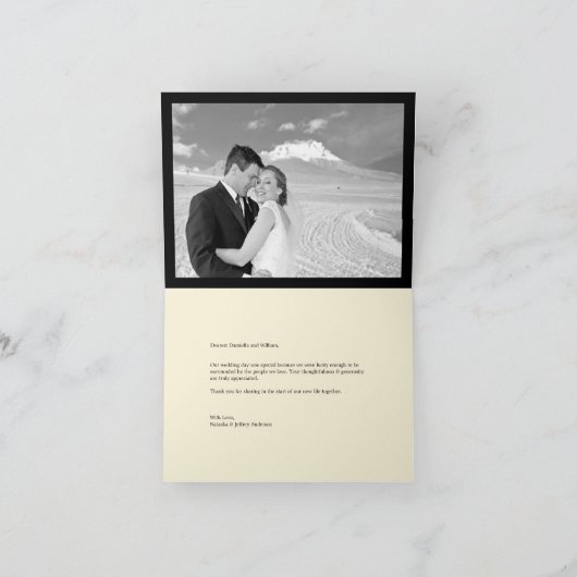 Classic Book Bord 4 Multi Photo Elegant Wedding Bedankkaart (Binnen)