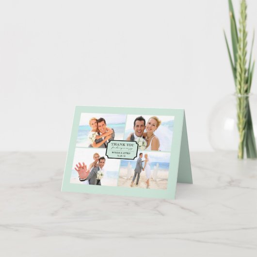 Classic Book Bord 4 Multi Photo Elegant Wedding Bedankkaart (Voorkant)