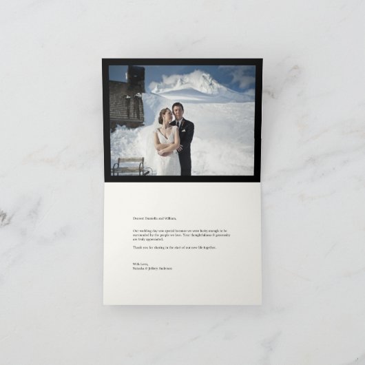 Classic Book Bord 4 Multi Photo Elegant Wedding Bedankkaart (Binnen)