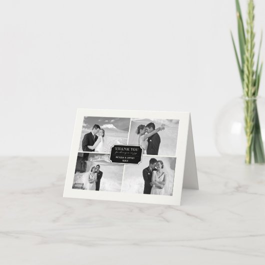 Classic Book Bord 4 Multi Photo Elegant Wedding Bedankkaart (Voorkant)
