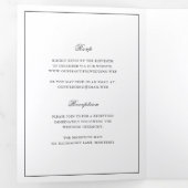 Classic Border Black and White Timeless Wedding Drieluik Uitnodiging (Binnenzijde eerst)