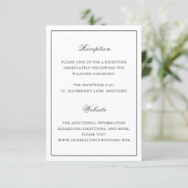 Classic Border Black and White Timeless Wedding Informatiekaartje