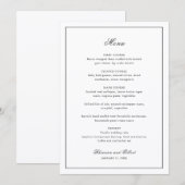 Classic Border Black and White Timeless Wedding Menu (Voorkant / Achterkant)