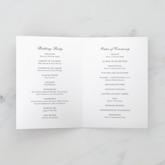 Classic Border Black and White Timeless Wedding Programma (Binnen)