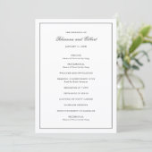 Classic Border Black and White Timeless Wedding Programmakaart (Staand voorkant)