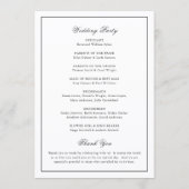 Classic Border Black and White Timeless Wedding Programmakaart (Achterkant)