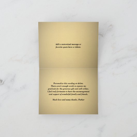 Classic Border Elegant zwart en goud gevouwen Bedankkaart (Binnen)