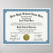 Classic Border High School Diploma Templat Replica Poster (Voorkant)