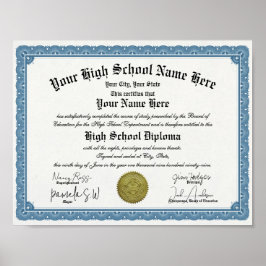 Classic Border High School Diploma Templat Replica Poster