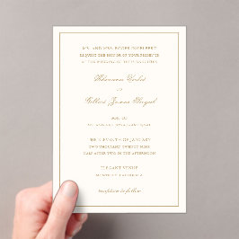 Classic Border Ivory and Gold Timeless Wedding Acryl Uitnodigingen