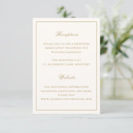 Classic Border Ivory and Gold Timeless Wedding Informatiekaartje