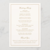 Classic Border Ivory and Gold Timeless Wedding Programmakaart (Achterkant)