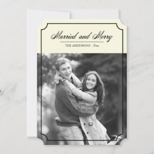 Classic Border Married and Merry Holiday Foto Feestdagenkaart