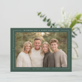 Classic Border New Year Photo Feestdagenkaart (Staand voorkant)