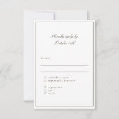 Classic Border Olive Elegant Wedding Meal Choice RSVP Kaartje (Voorkant)