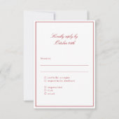 Classic Border Red Elegant Wedding Meal Choice RSVP Kaartje (Voorkant)