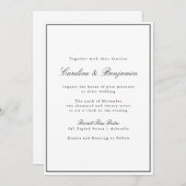 Classic Border Script Black White Elegant Wedding Kaart (Voorkant / Achterkant)
