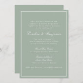 Classic Border Script Elegant Wedding Sage RSVP Kaart (Voorkant / Achterkant)