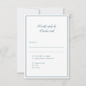 Classic Border Teal Elegant Wedding Meal Choice RSVP Kaartje (Voorkant)