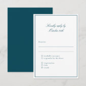 Classic Border Teal Elegant Wedding Meal Choice RSVP Kaartje (Voorkant / Achterkant)