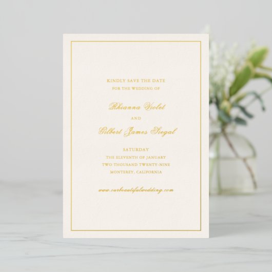 Classic Border Timeless Wedding Save the Date Folie Uitnodiging (Staand Voorkant)