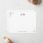 Classic Border Twee Initiaal Monogram Notitiekaartje (Voorkant / Achterkant in situ)