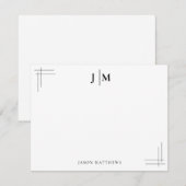 Classic Border Twee Initiaal Monogram Notitiekaartje (Voorkant / Achterkant)