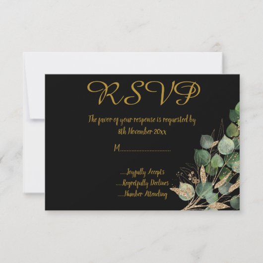 CLASSIC BOTANICAL BLACK All Occassion RSVP Kaart (Voorkant)
