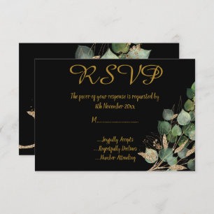 CLASSIC BOTANICAL BLACK All Occassion RSVP Kaart