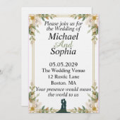 Classic Botanical Border Wedding Invitation Kaart (Voorkant / Achterkant)
