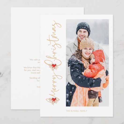 Classic Botanical Bouquet Merry-kerstfoto (Voorkant / Achterkant)