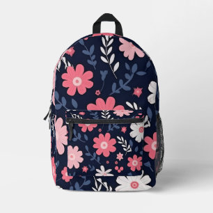 Classic Botanical met roze en witte bloemen Bedrukte Rugzak
