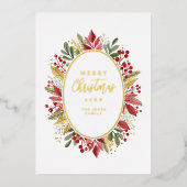 Classic Botanical Oval Frame Traditional Christmas Folie Feestdagenkaart (Voorkant)