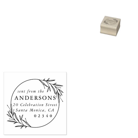 Classic Botanical Verzonden Van Naam Retouradres Rubberstempel (Gestempeld)