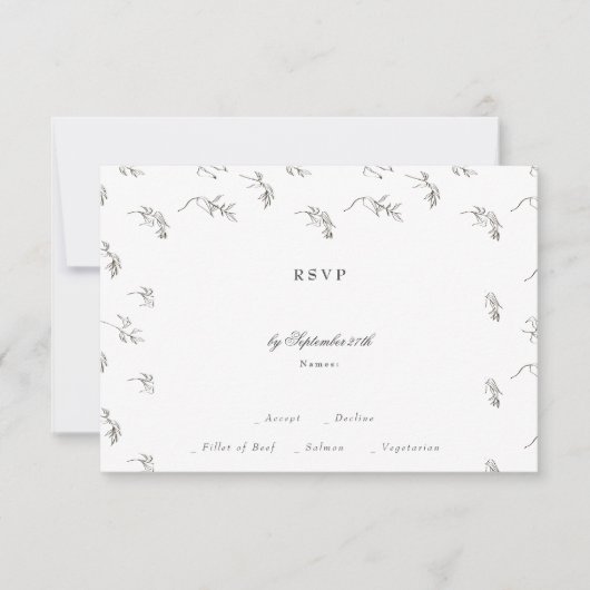 Classic  Botanisch Monogram Crest Bruiloft RSVP Kaartje (Voorkant)