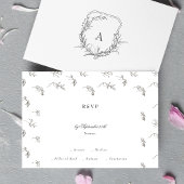 Classic  Botanisch Monogram Crest Bruiloft RSVP Kaartje