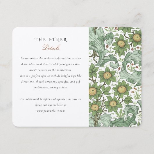 Classic Botanische Bruiloft Informatie Kaart (Voorkant)