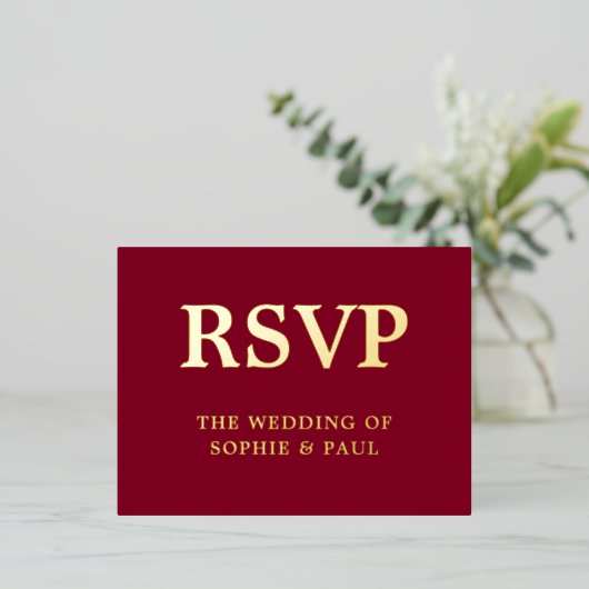 Classic Bourgogne Song Choice Folie RSVP-kaart Folie Uitnodiging Briefkaart (Staand Voorkant)