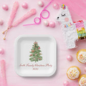 Classic Bow Tree Family Christmas Party Holiday Papieren Bordje (Feest)