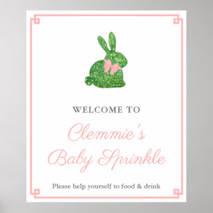 Classic Boxwood Bunny Girl Baby shower Welkom Poster