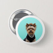 Classic Breakfast Poster Yorkshire Terrier Yorkie Ronde Button 5,7 Cm (Voorkant /achterkant)