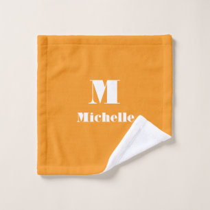 Classic Bright Oranje Naam Initiaal Letter Washandje