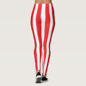 Classic Bright Red and White Striped Stylish Leggings (Achterkant)