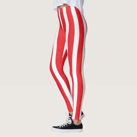 Classic Bright Red and White Striped Stylish Leggings (Links)