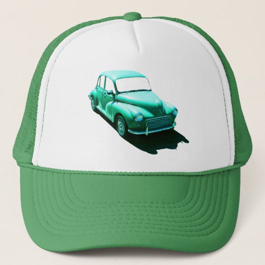 CLASSIC BRITISH MORRIS MINOR CAR TRUCKER PET (Voorkant)