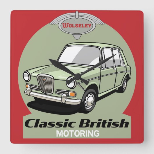Classic British Wolseley 1300 auto Vierkante Klok (Voorkant)