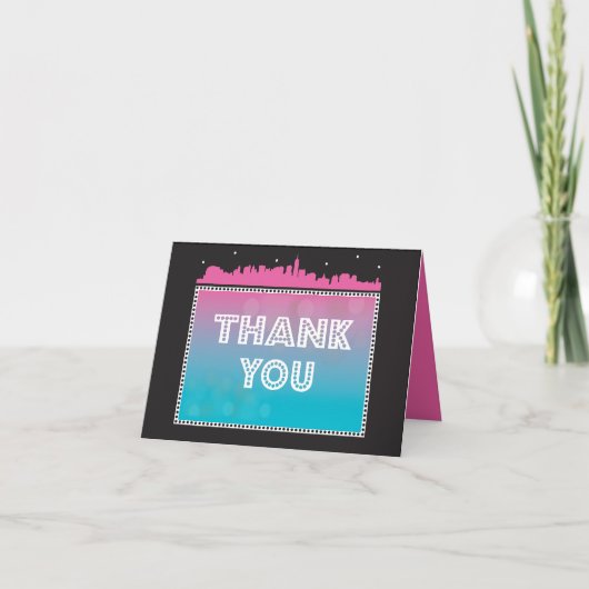 CLASSIC BROADWAY Bar Bat Mitzvah Invitation roze (Voorkant)